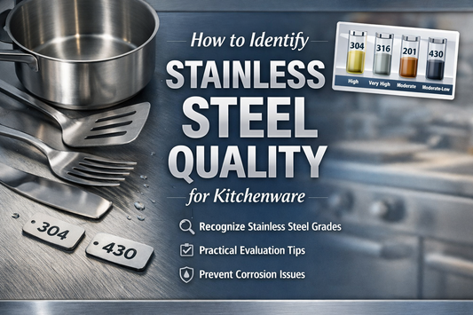 Comparison of common stainless steel grades used in kitchenware, highlighting differences in corrosion resistance and typical uses.