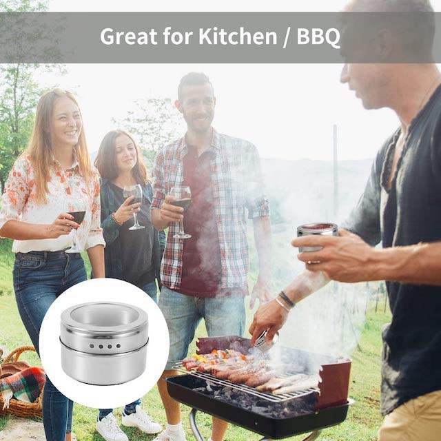 Easy to clean stainless steel magnetic spice jars with smooth surface