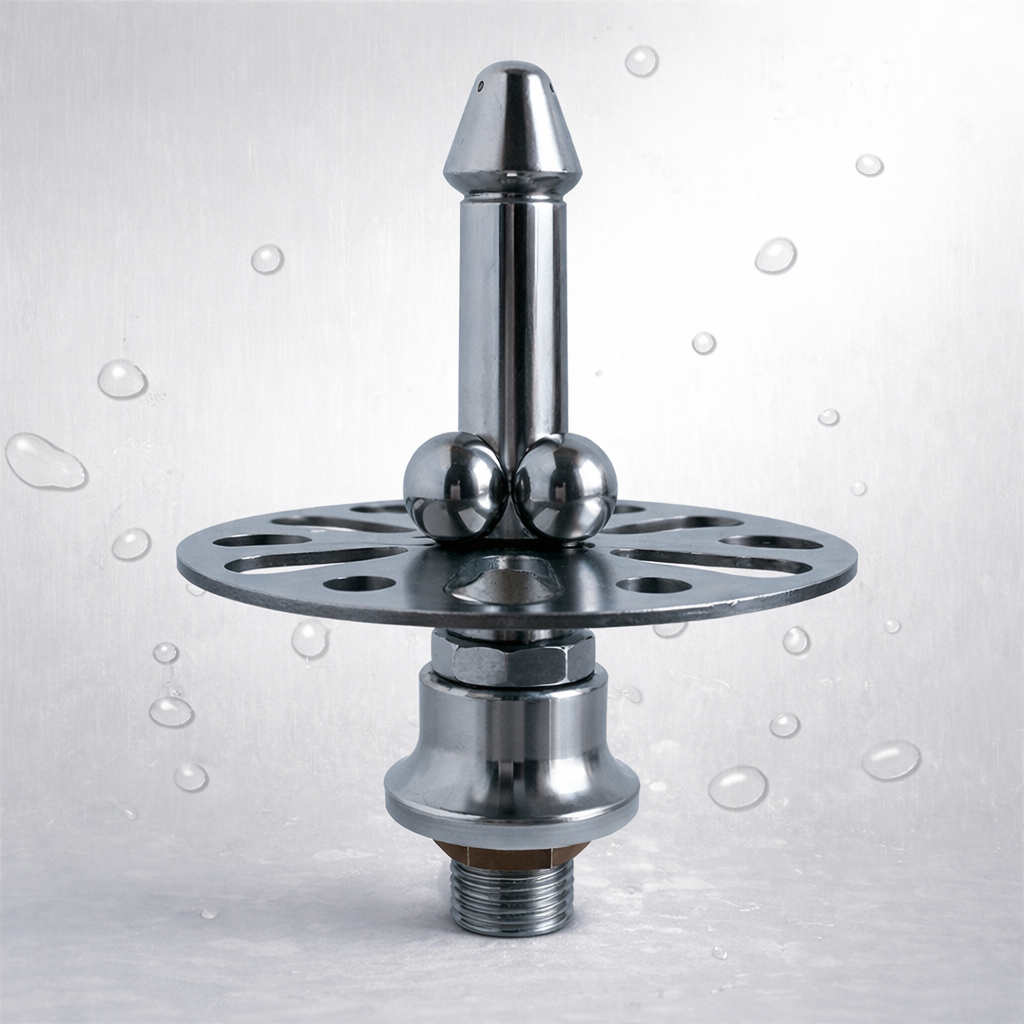 Egg-shaped tall cup rinser head with G1/2" water connector, ideal for high-volume cafés and commercial drink stations.