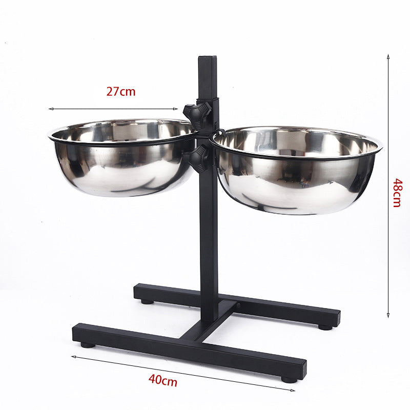 Non-slip feet on dog bowl stand to prevent spills and keep bowls in place