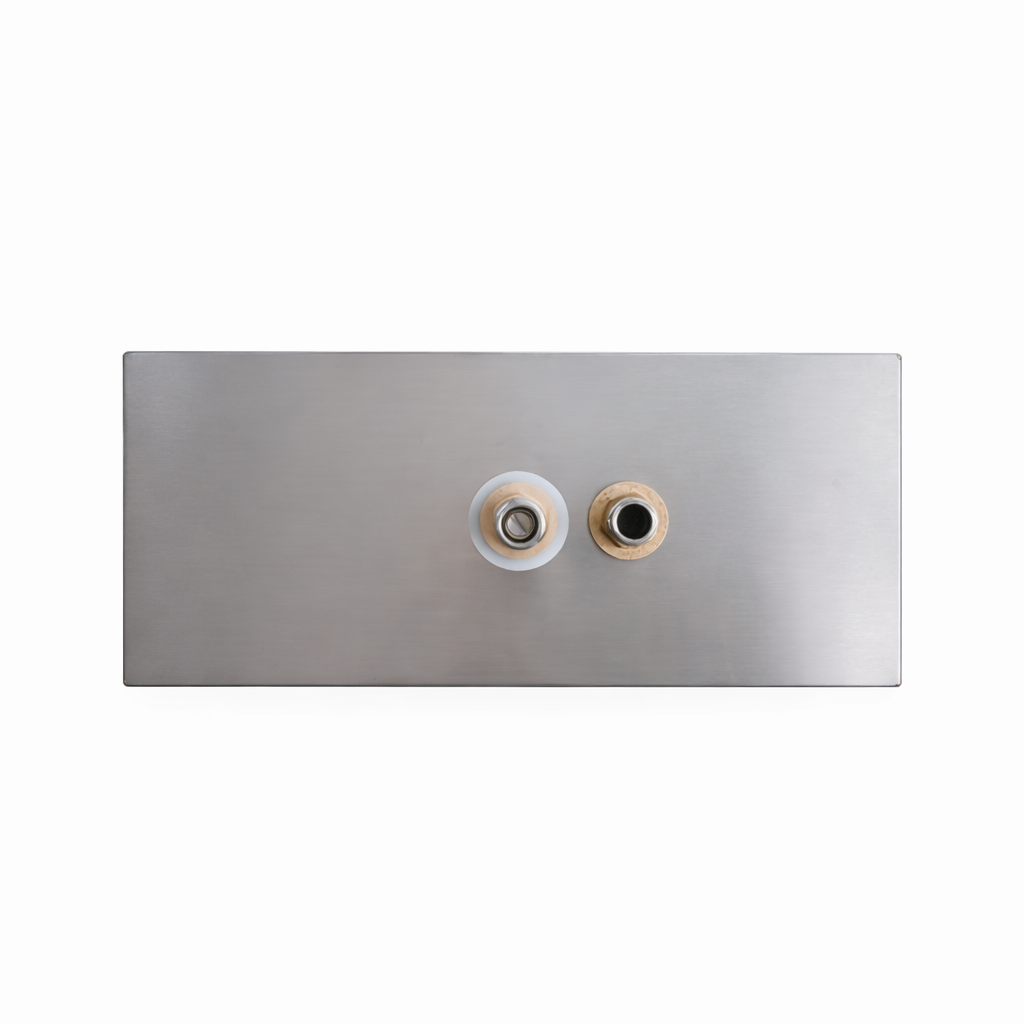 SV-168F Flip-Edge Drip Tray Cup Rinser with clear size reference (355x155mm), ideal for standard countertop installations