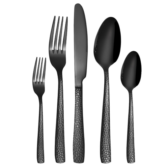 20-Piece Hammered Stainless Steel Cutlery Set, Eco-Friendly Reusable