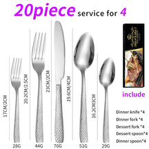 20 piece hammered stainless steel cutlery set silver
