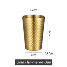 5PC 304 Stainless Steel Double Wall Hammered Cups, Vacuum Insulated Metal Tumblers for Coffee, Water & Drinks