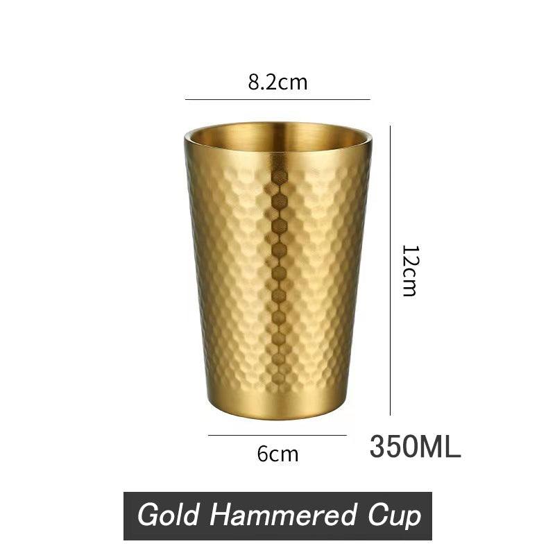 5PC 304 Stainless Steel Double Wall Hammered Cups, Vacuum Insulated Metal Tumblers for Coffee, Water & Drinks