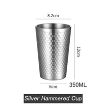 5PC 304 Stainless Steel Double Wall Hammered Cups, Vacuum Insulated Metal Tumblers for Coffee, Water & Drinks