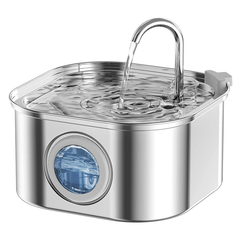 3.2L stainless steel automatic pet water fountain with visible water level window