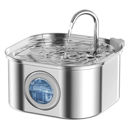 3.2L stainless steel automatic pet water fountain with visible water level window