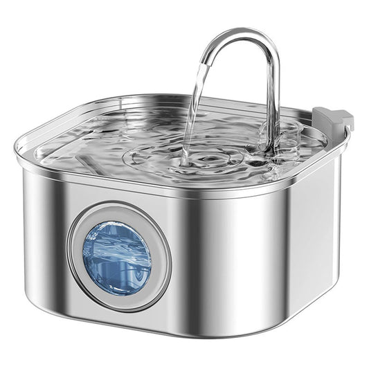 3.2L stainless steel automatic pet water fountain with visible water level window