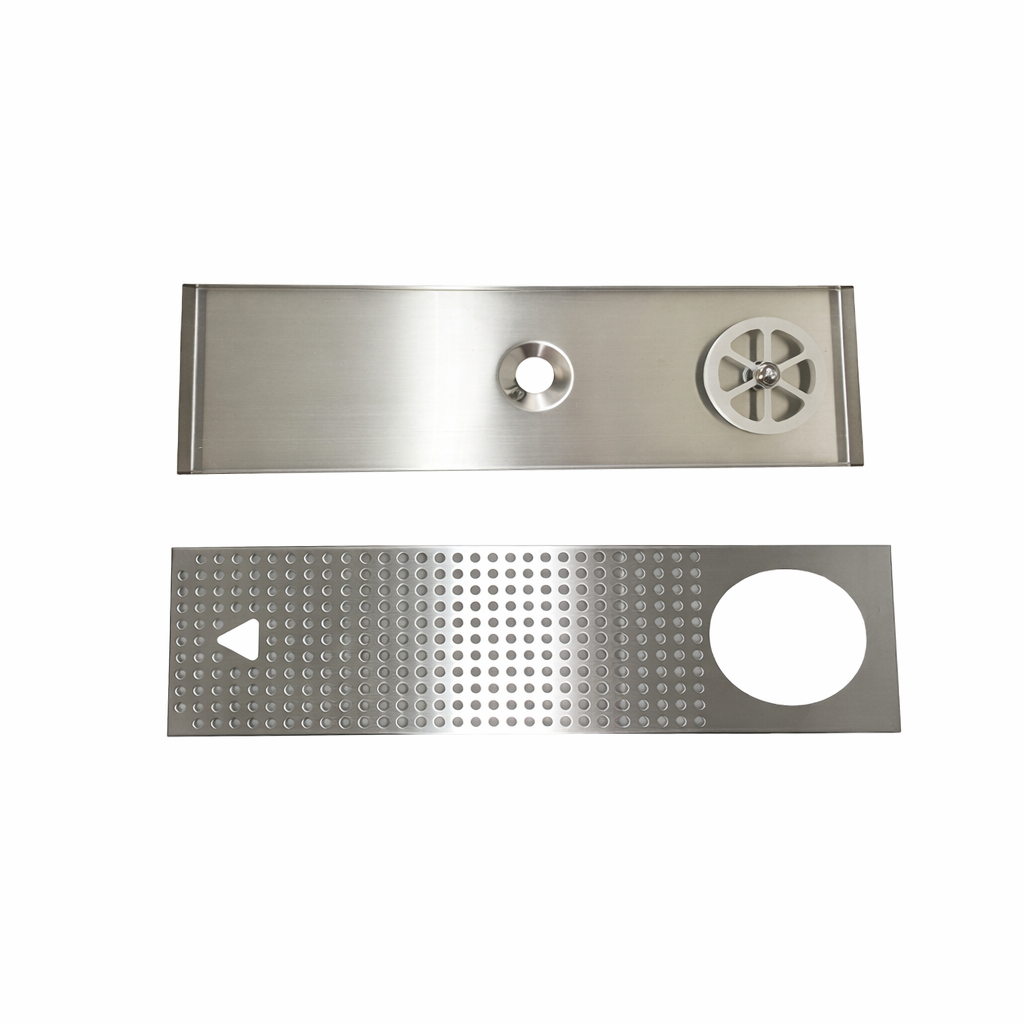 304 stainless steel Lotus glass rinser tray with a 615×185mm cut-out, designed for easy integration into large bar sink sections.