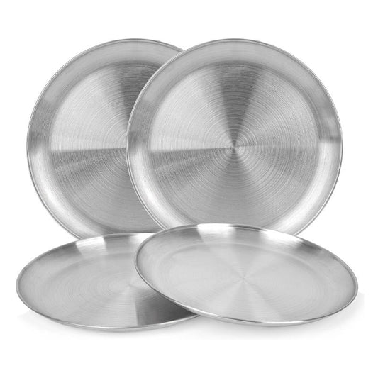 304 stainless steel round dinner plates set metal serving trays
