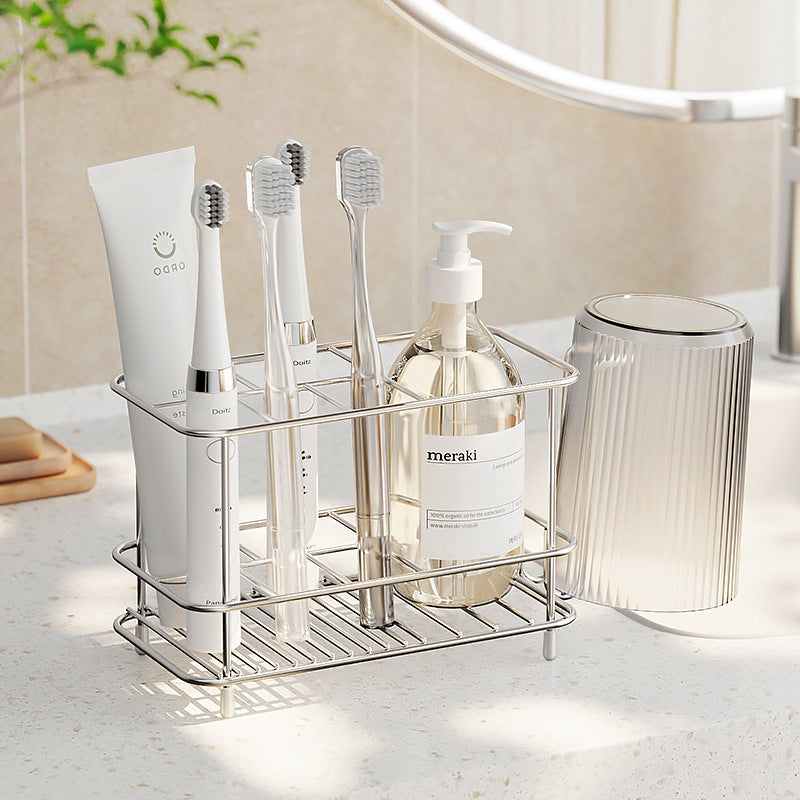 Close-up of durable 304 stainless steel bathroom toothbrush holder rack