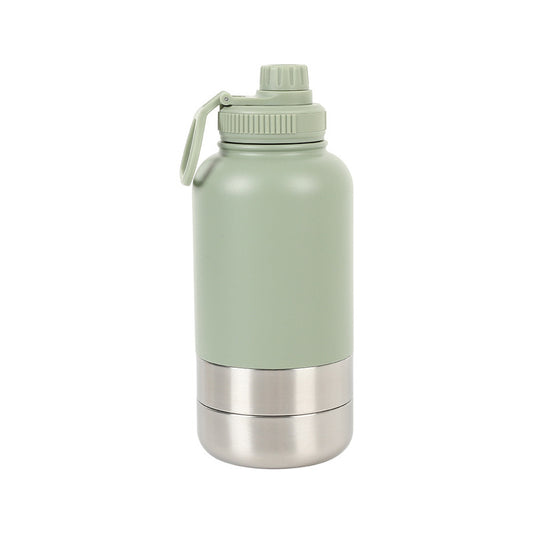 32oz portable water bottle for dogs and owners, green color with leak-proof design