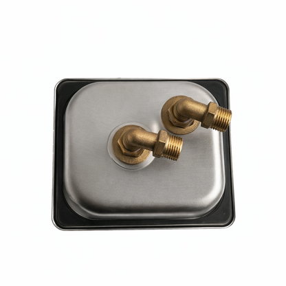 360° brass swivel connectors for flexible plumbing connections with G1/2" threads, ideal for built-in cup rinser installations.