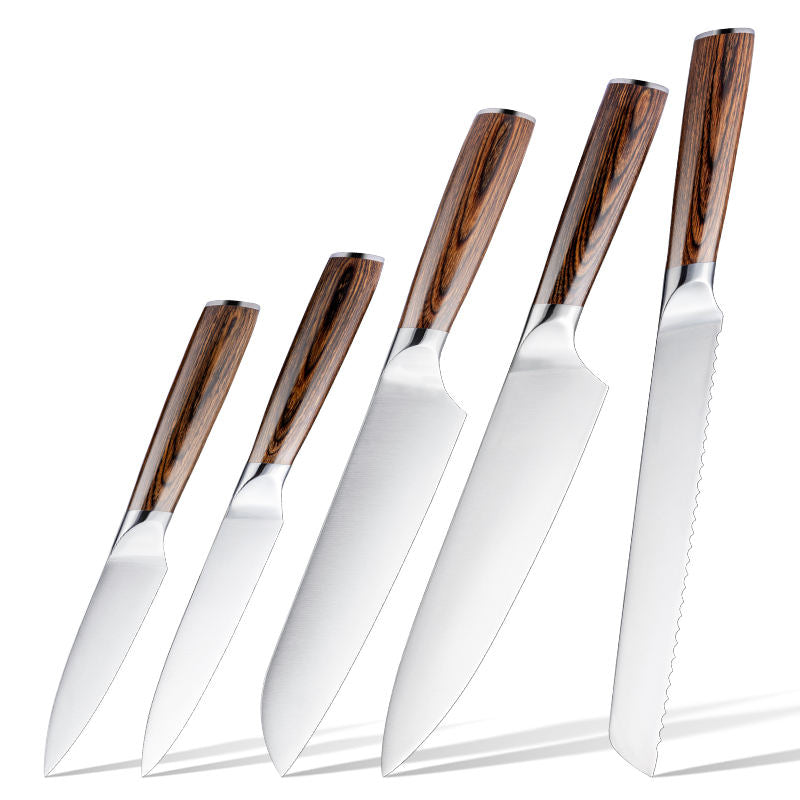 5 pcs german stainless steel kitchen knife set overview