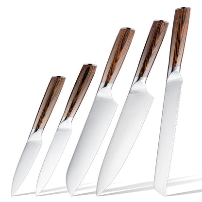 5 pcs german stainless steel kitchen knife set overview