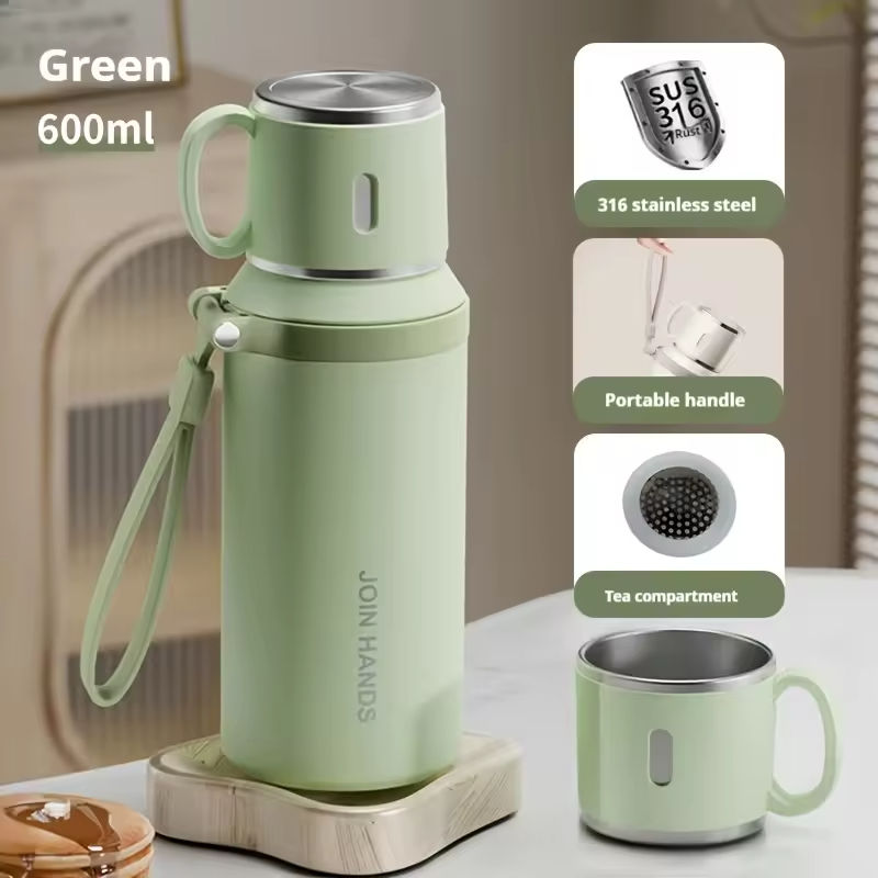 600ml green 316 stainless steel insulated bottle