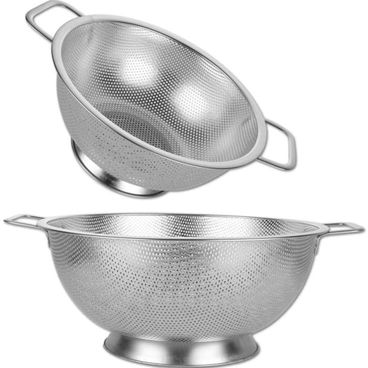 7.1-Inch 2‑Pack Stainless Steel Colander Set – Fine Mesh Kitchen Strainers for Pasta & Veggies