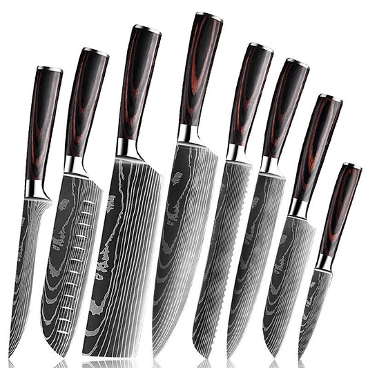 8pcs high carbon stainless steel kitchen knife set overview