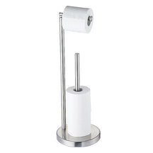 304 Stainless Steel Free Standing Toilet Paper Holder with Storage, Modern Double Rod Bathroom Tissue Rack - Super Stable Base