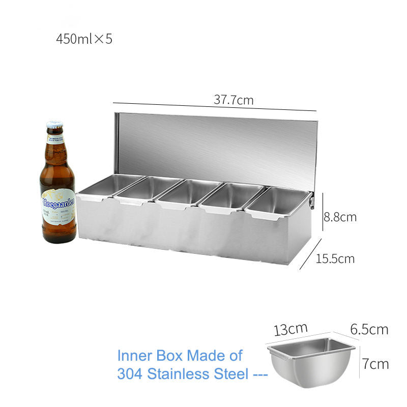 Size display of food grade stainless steel seasoning box