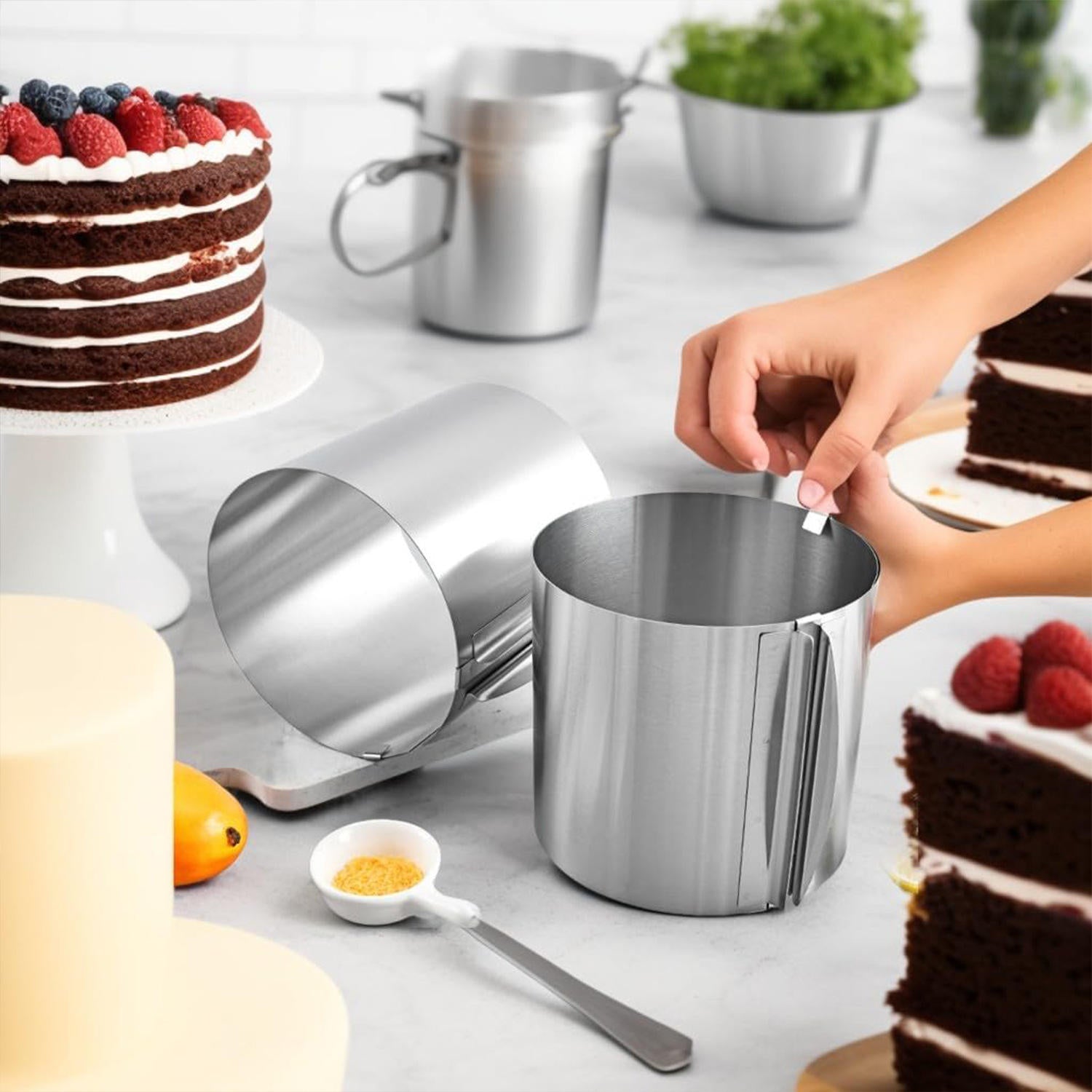 Adjustable Mousse Ring – 6-12 Inch Cake Mold with Adjustable Height for Perfect Layered Cakes