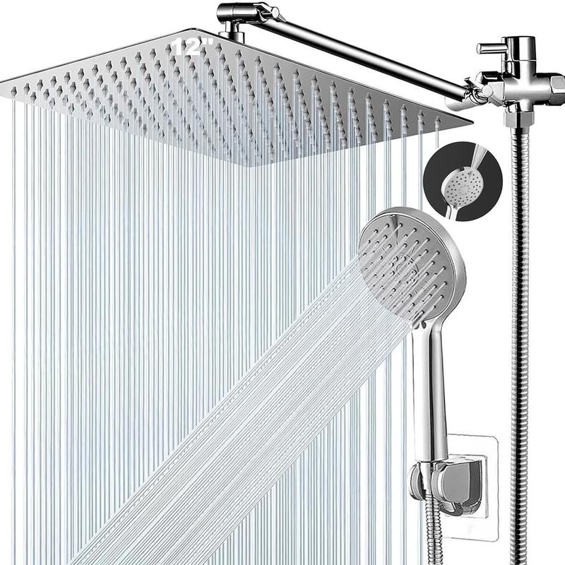adjustable pressurized rainfall shower head stainless steel
