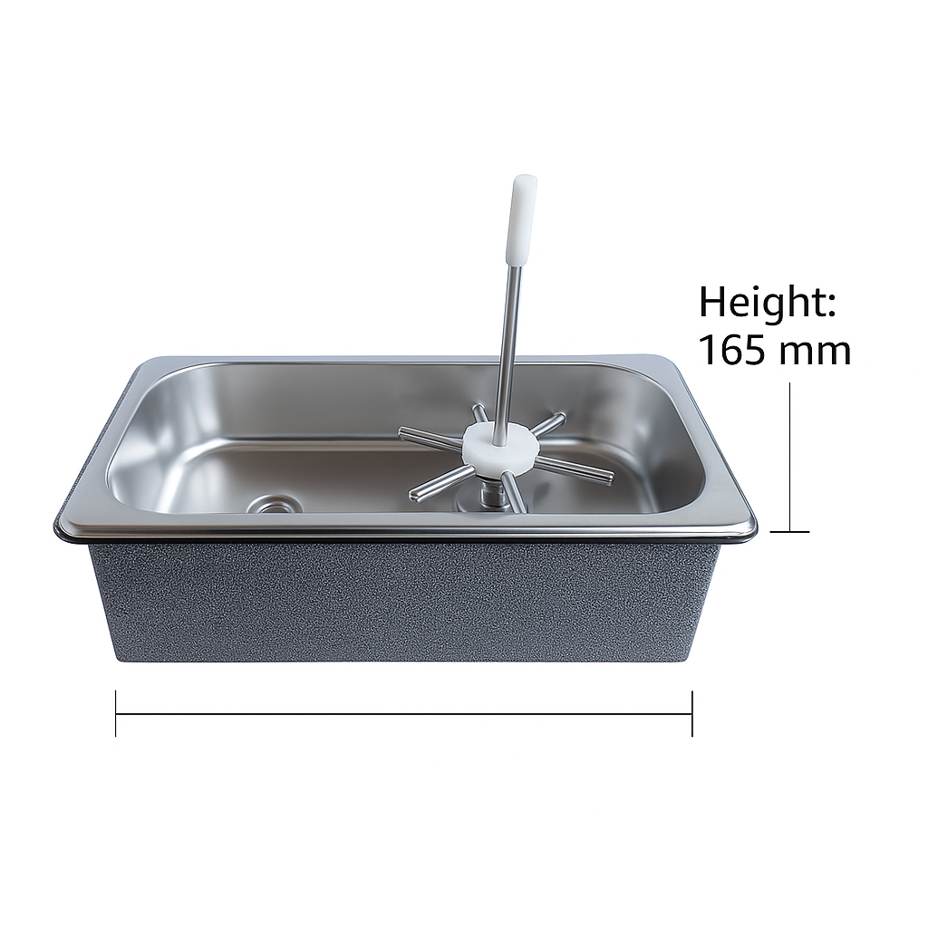 304 stainless steel basin with bottle rinser head for flexible drink stations