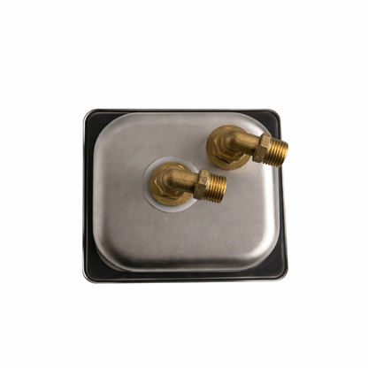 360° brass connectors for easy plumbing integration, ideal for use with G1/2" inlet and outlet connections in bar sinks.