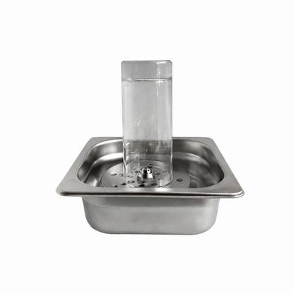 Built-in lotus cup rinser with integrated 304 stainless steel basin, designed for efficient glass rinsing in bar sinks and coffee stations.