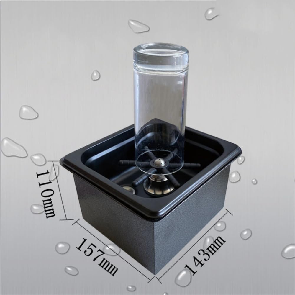 Portable matte black cup rinser sink in use at a restaurant, providing fast and reliable cup cleaning.