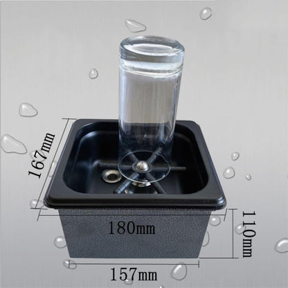 Installation dimensions of the portable matte black cup rinser sink for easy countertop setup.