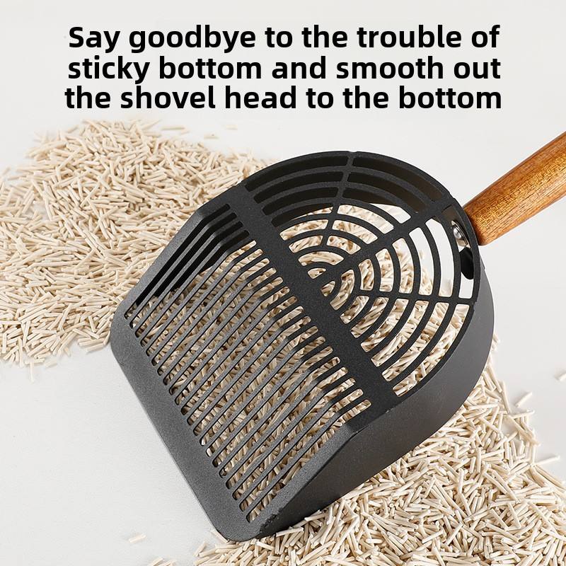 Deep shovel metal cat litter scoop reaches the bottom to remove sticky clumps easily