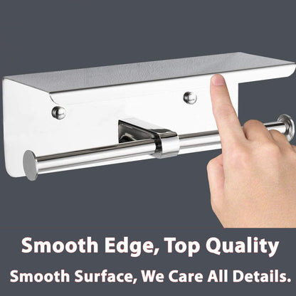 Dual-roll toilet paper holder with convenient storage for two rolls