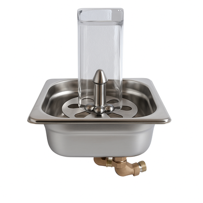 Egg-shape cup rinser head with stainless steel basin, designed for smooth and efficient rinsing of cups and small drinkware.