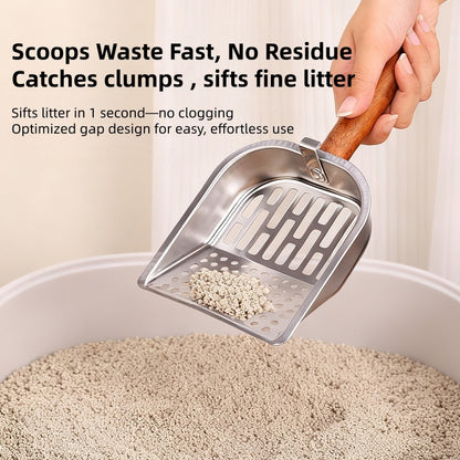 Fast sifting cat litter scoop catches clumps quickly with less residue