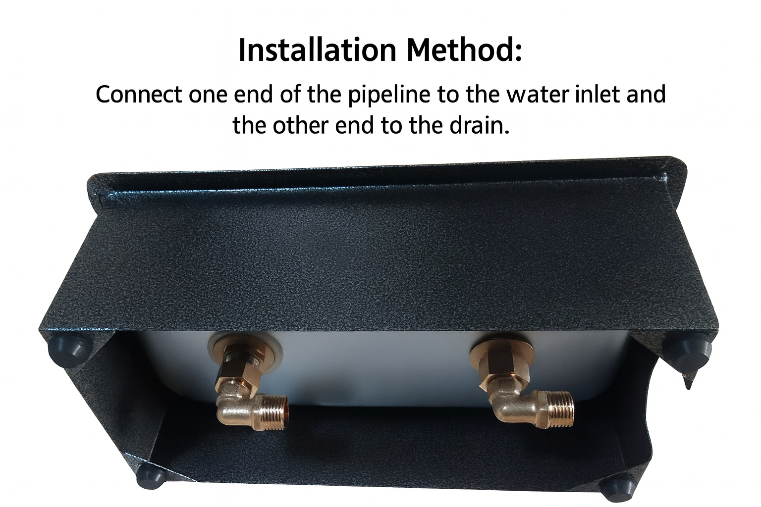 360° brass L-shaped connector and G1/2" inlet/outlet threads for easy plumbing connections on the portable bottle rinser