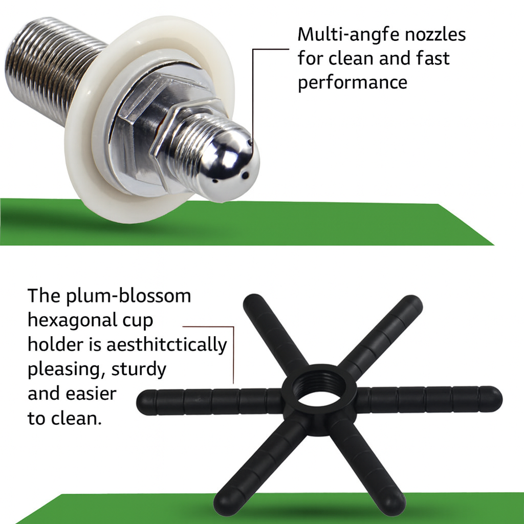 G1/2" water connectors on the portable wide rinse sink, enabling easy and quick connection to water lines.