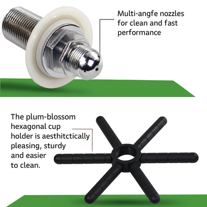 G1/2" water connectors on the portable wide rinse sink, enabling easy and quick connection to water lines.