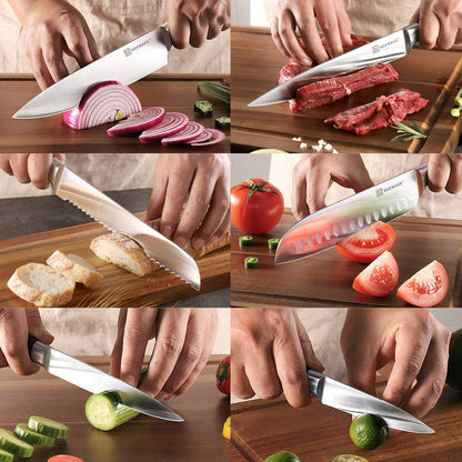 stainless steel kitchen knives used for cutting meat vegetables fruit
