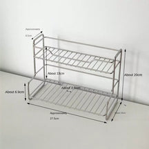Stainless steel storage rack used for drying dishes and storing seasonings in kitchen