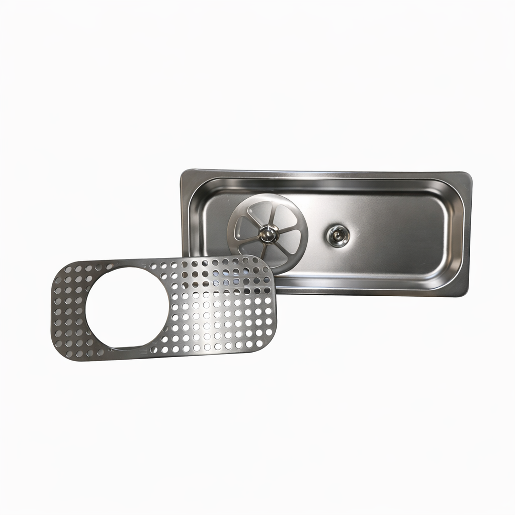 Lotus cup rinser tray designed for 325×165mm cut-outs, ideal for integrating into standard bar counters and cafés.