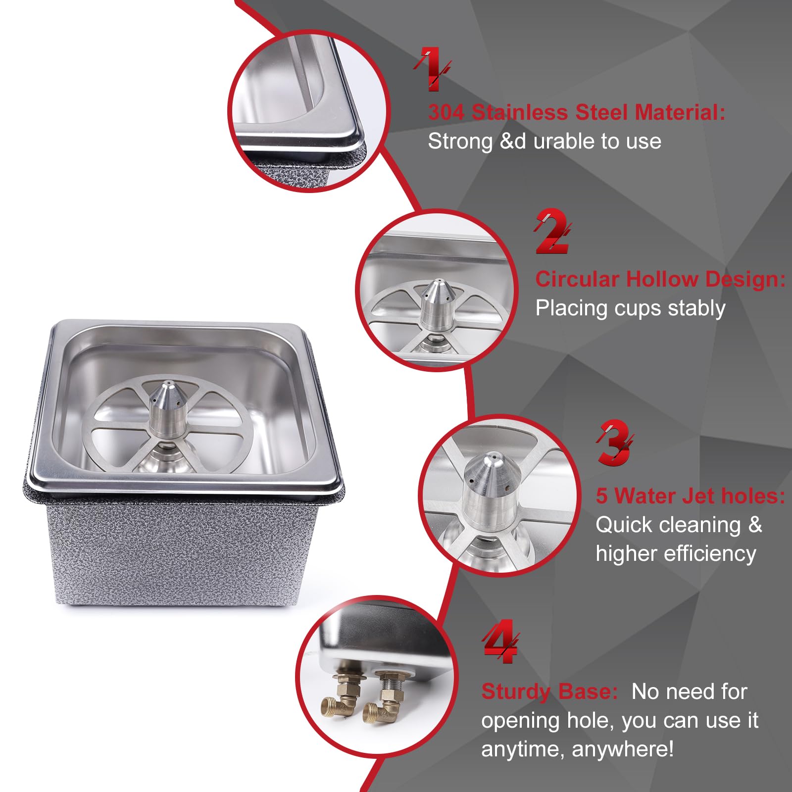 Close-up of the lotus-style plate support on the rotary cup rinser, ensuring stable and secure placement during use.