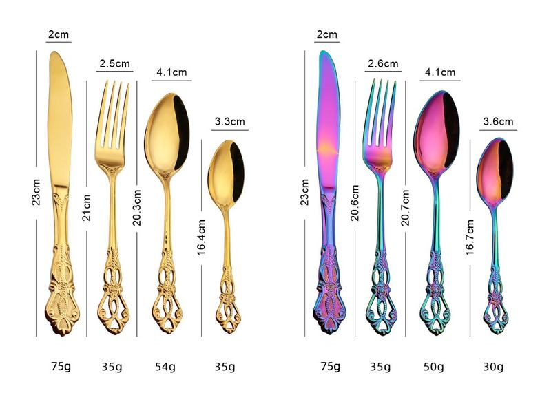 luxury cutlery set showing multiple color options