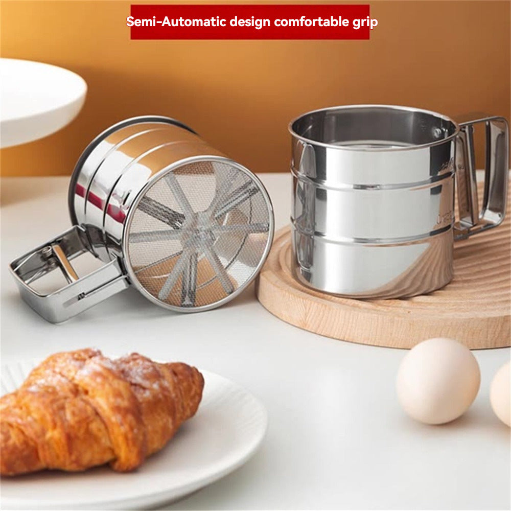 manual press stainless steel flour sifter for baking