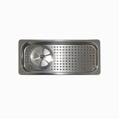 Medium built-in Lotus glass rinser tray, 325×175mm, made from durable 304 stainless steel, perfect for small drink stations and bars.