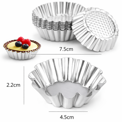 Reusable Baking Tools – Non-Stick Carbon Steel Mini Pie Molds with Gold Detail