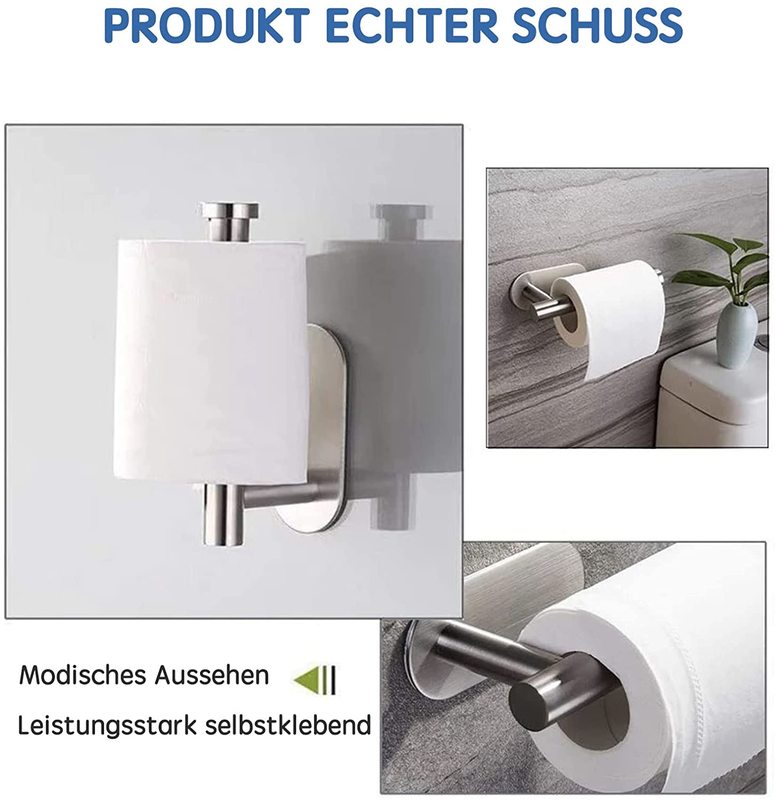 Sleek stainless steel toilet paper holder in modern bathroom decor