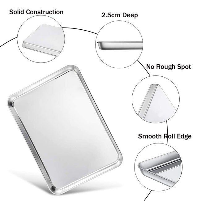 Oven‑Safe Stainless Steel Baking Tray for Cookies & More