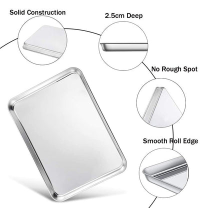 Oven‑Safe Stainless Steel Baking Tray for Cookies & More
